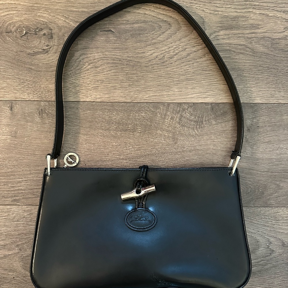 Longchamp Roseau Black Leather Shoulder Bag